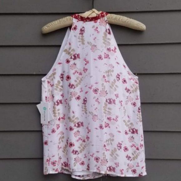 Kensie Floral Sheer Lined NWT Rose/White Blouse size Medium - Picture 7 of 10